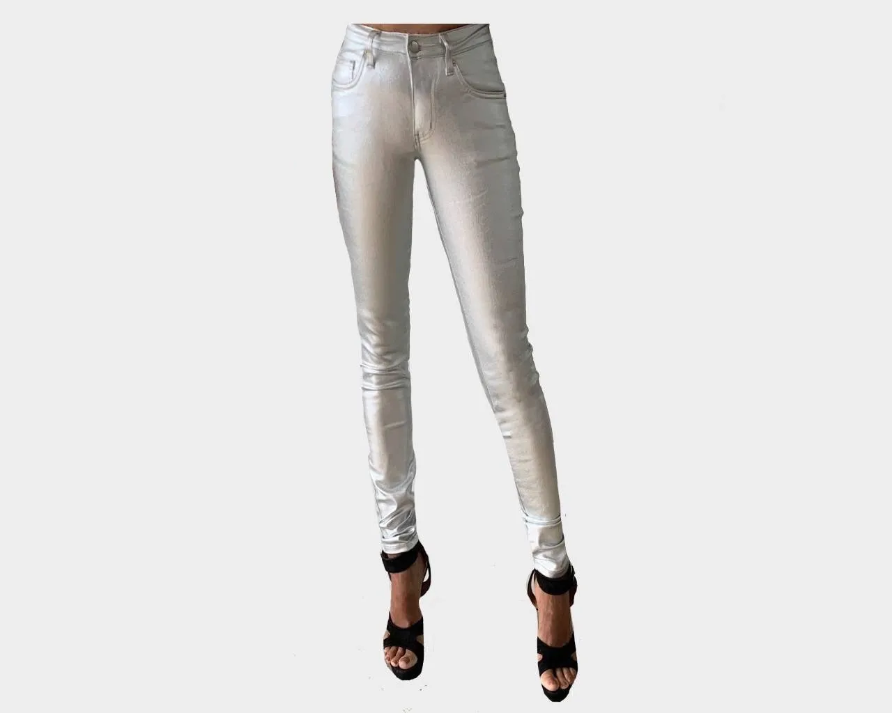 72 Silver Metallic Vegan-Leather jeans - The St. Tropez