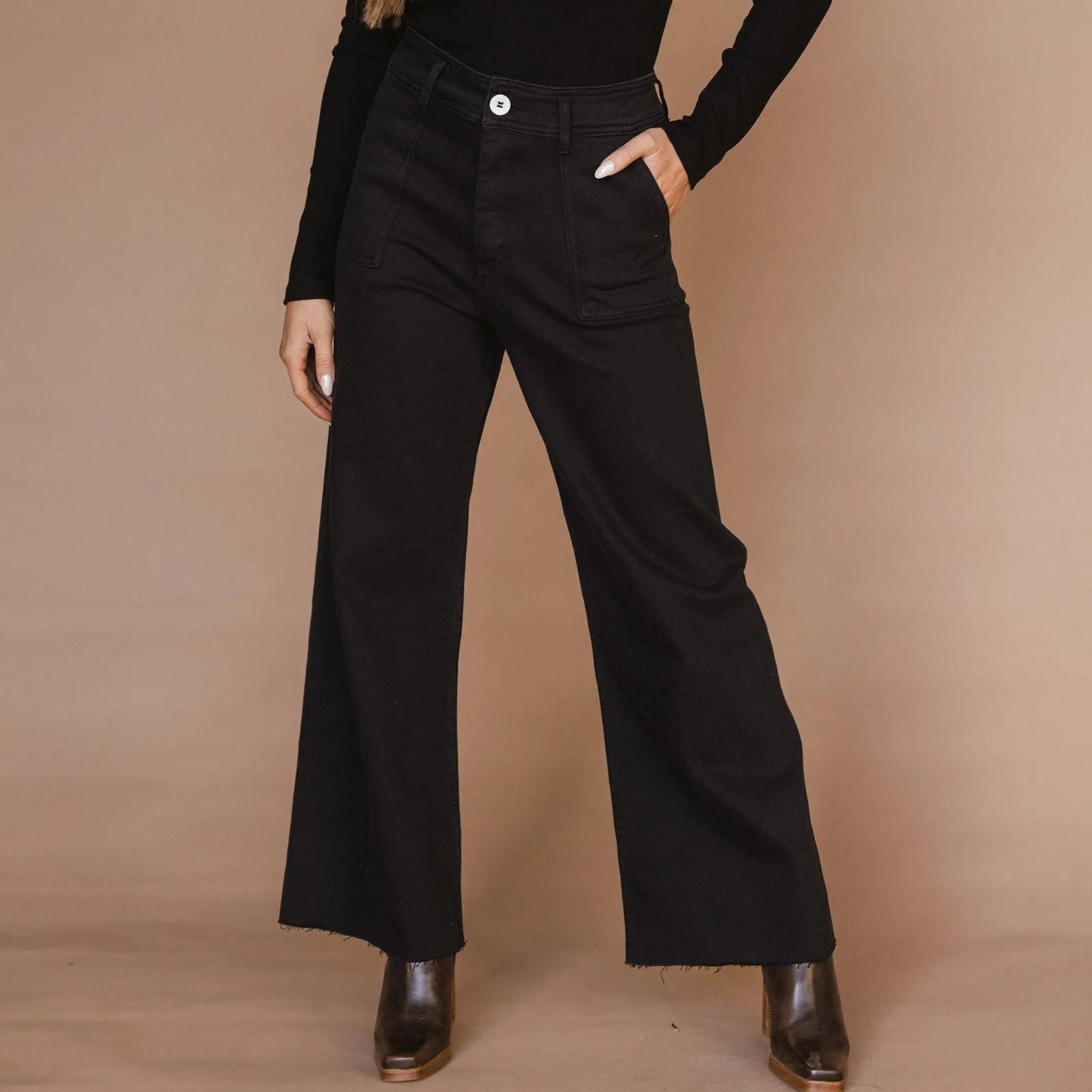 Anna Cotton Stretch Wide Leg Pants