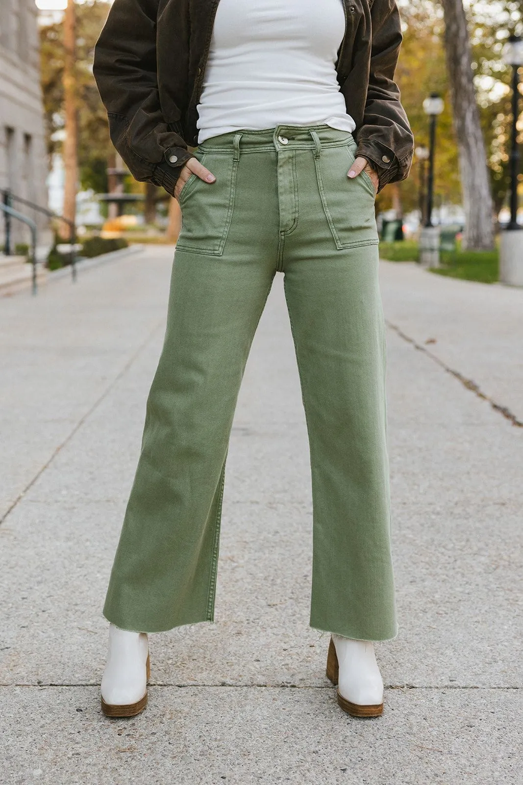 Anna Cotton Stretch Wide Leg Pants