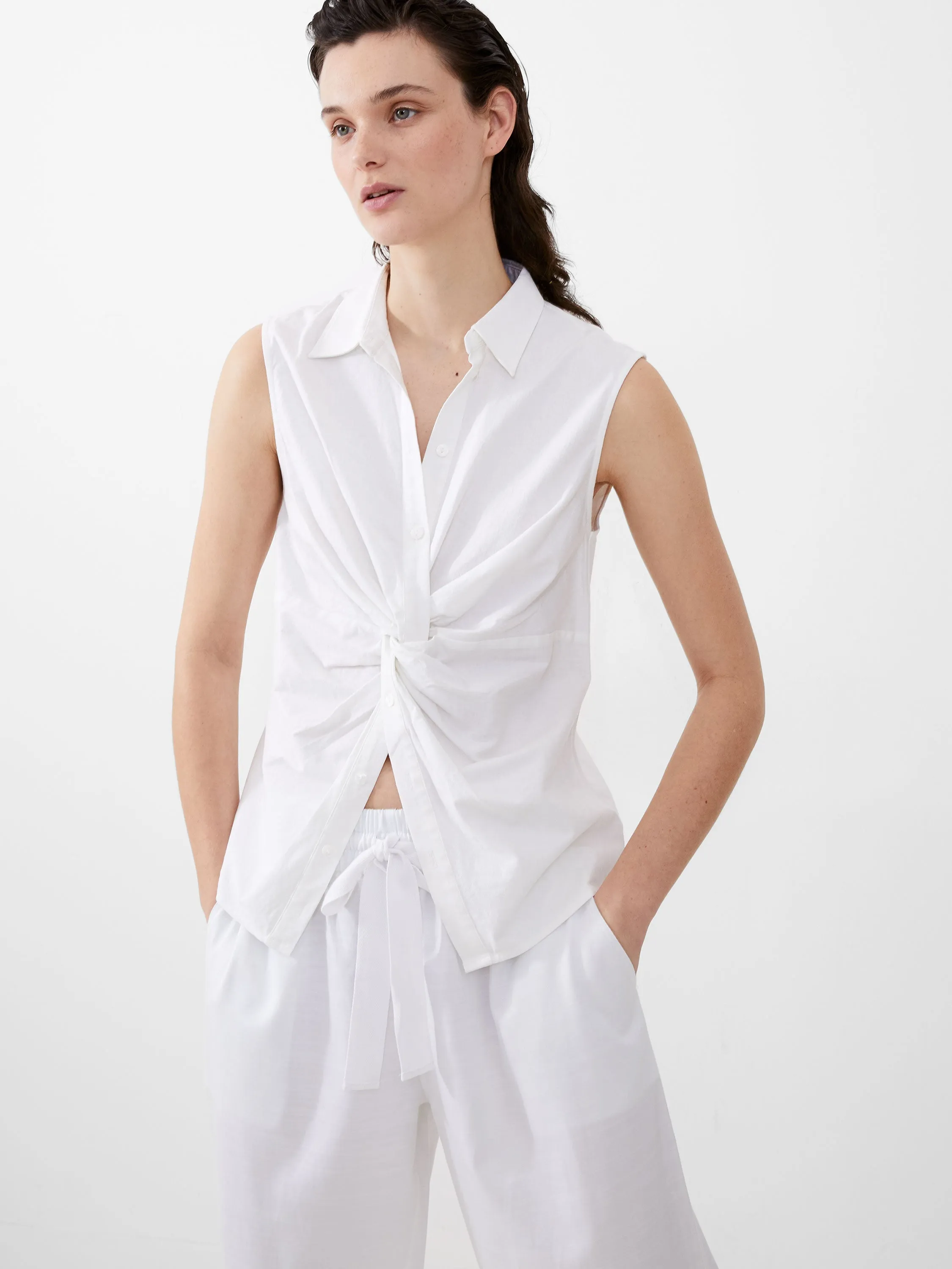 Aofie Linen Twist Front Shirt