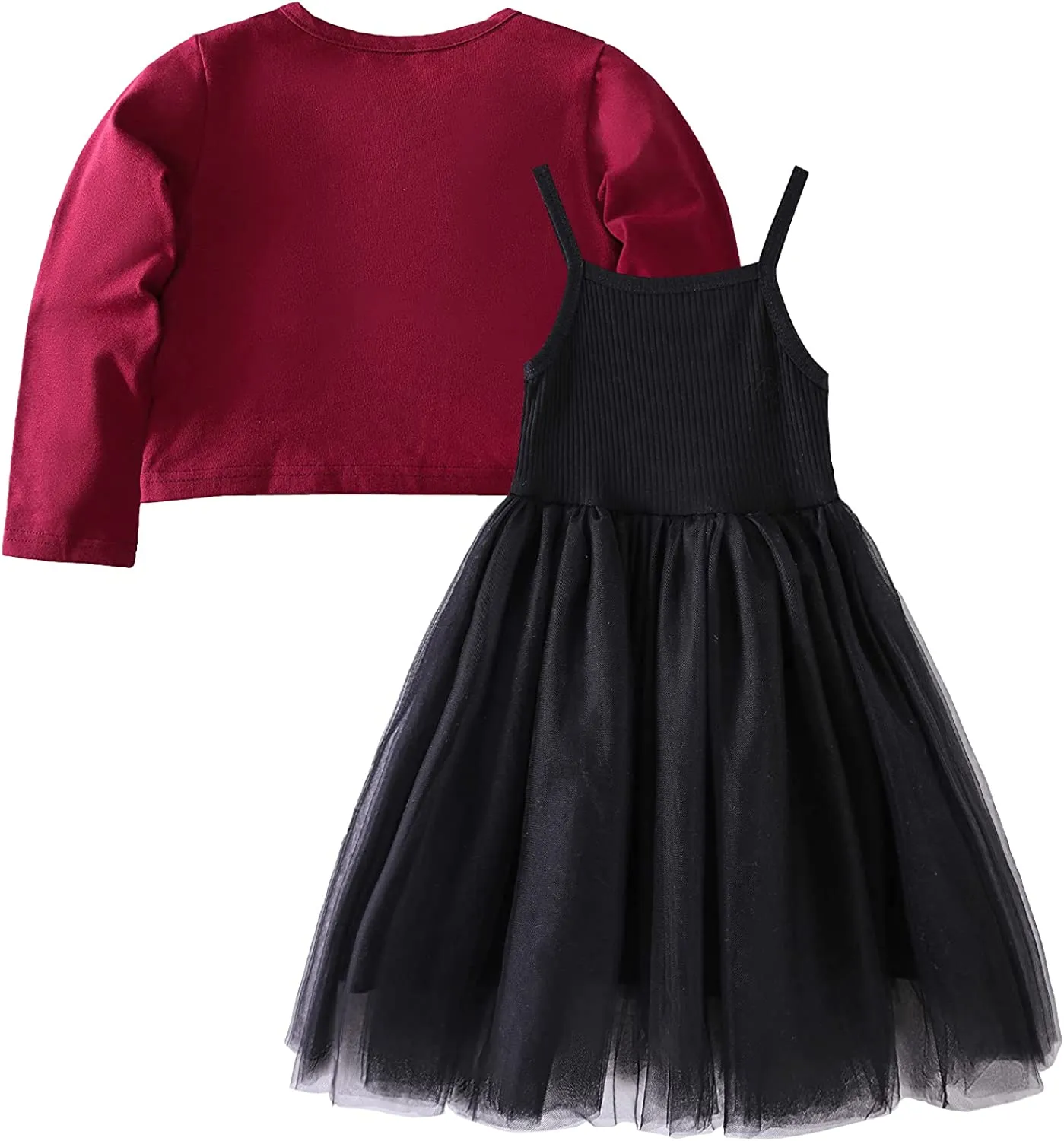 Baby Girls Tutu Dresses, Infant Tulle Sundress Sleeveless Buttons Dress and Bowknot Cardigan Set