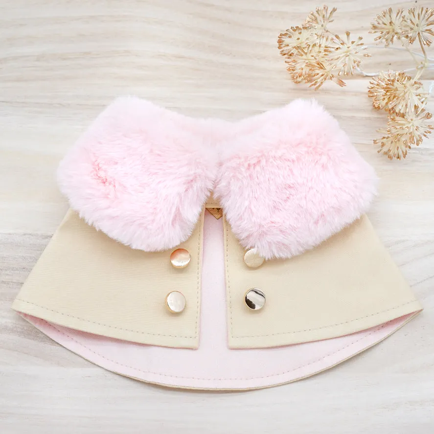 Baby Pink Faux Fur Collar in Champagne Trench Coat