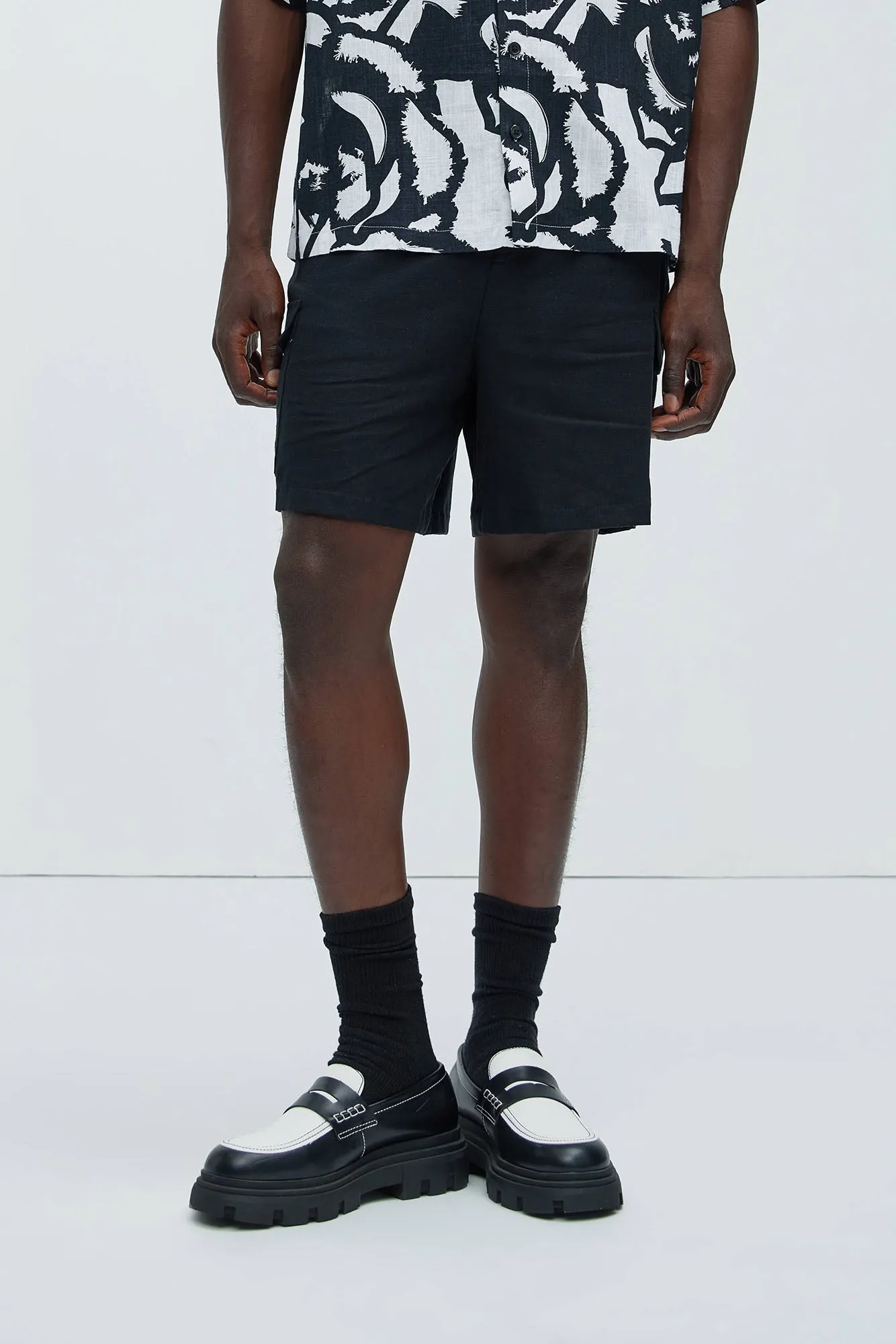 Bahamas Linen Cargo Shorts - Black