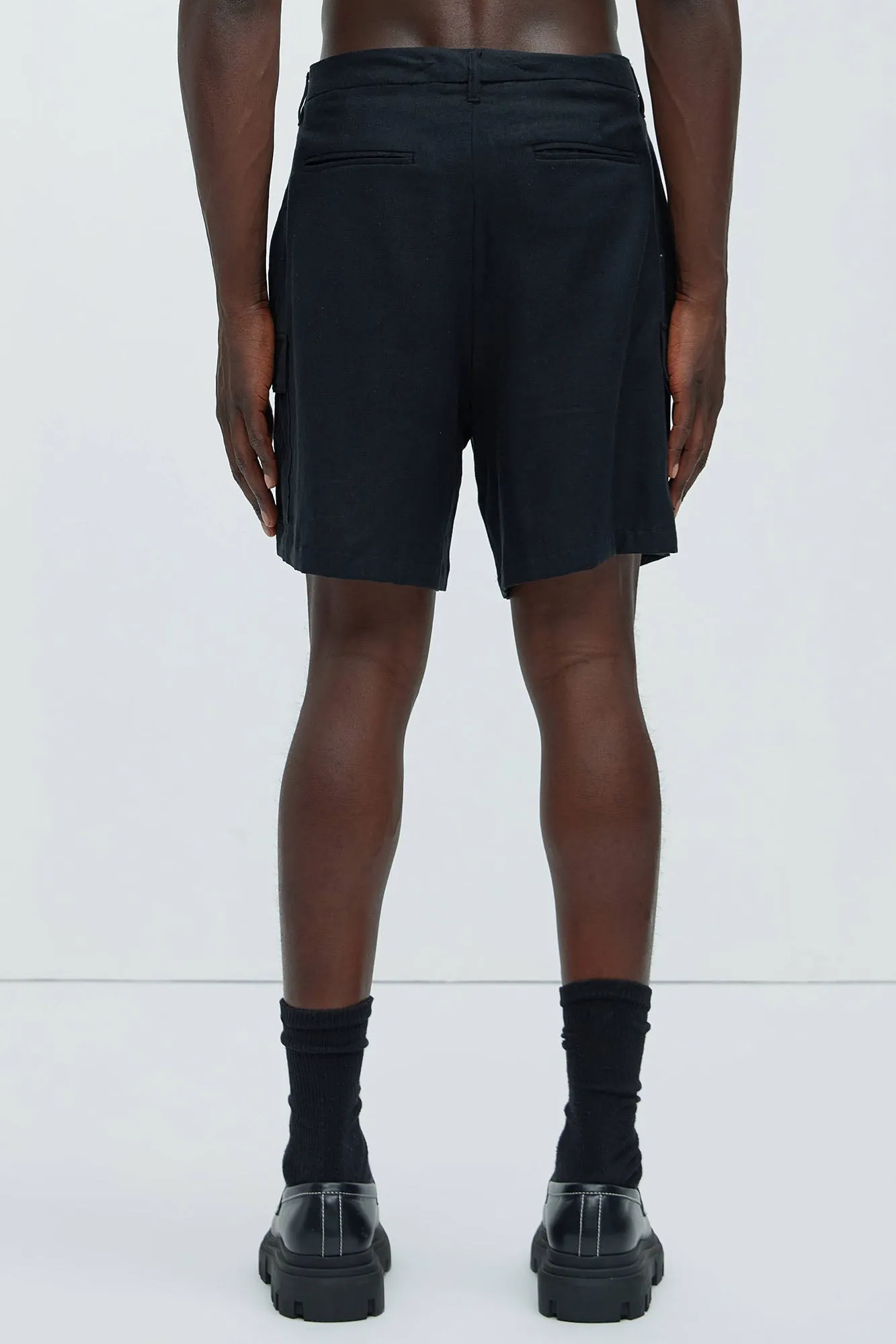 Bahamas Linen Cargo Shorts - Black