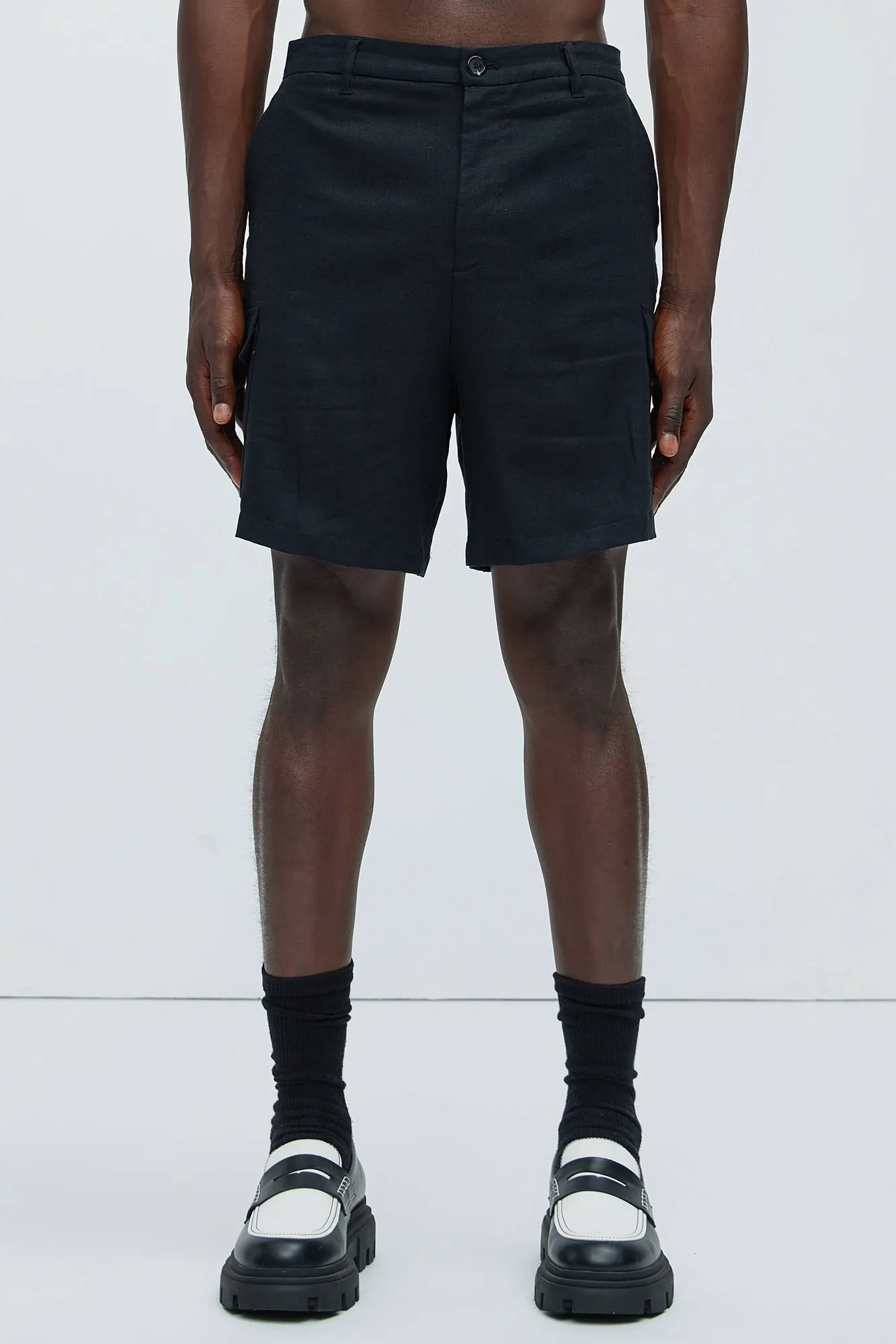 Bahamas Linen Cargo Shorts - Black