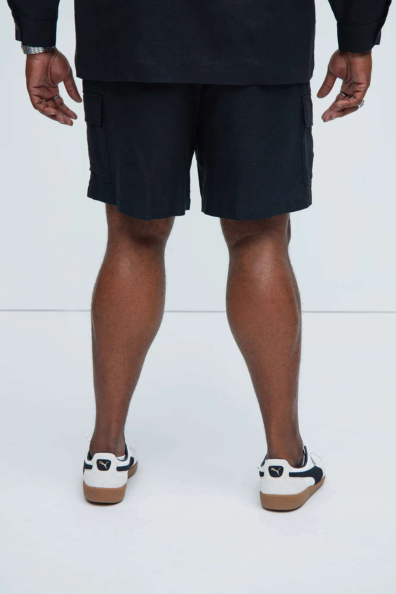 Bahamas Linen Cargo Shorts - Black