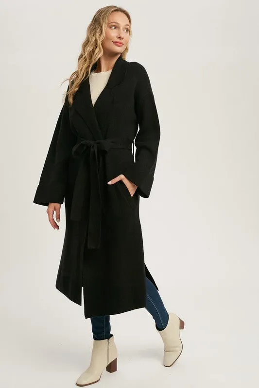 Black Effortless Knitted Trench Coat