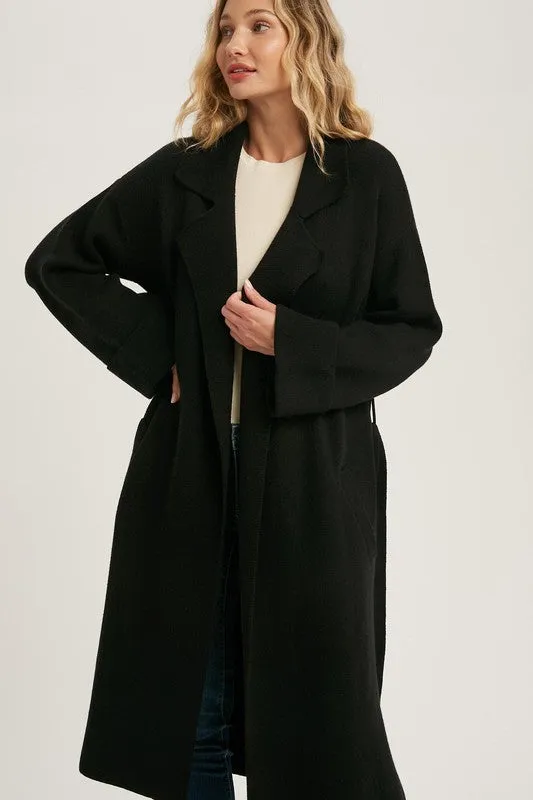 Black Effortless Knitted Trench Coat