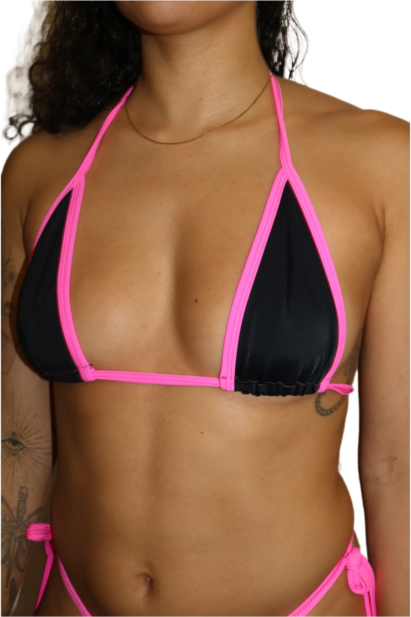 Black Pink Micro Bikini Top