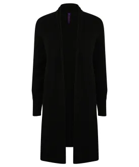 Black - Women's longline open cardigan