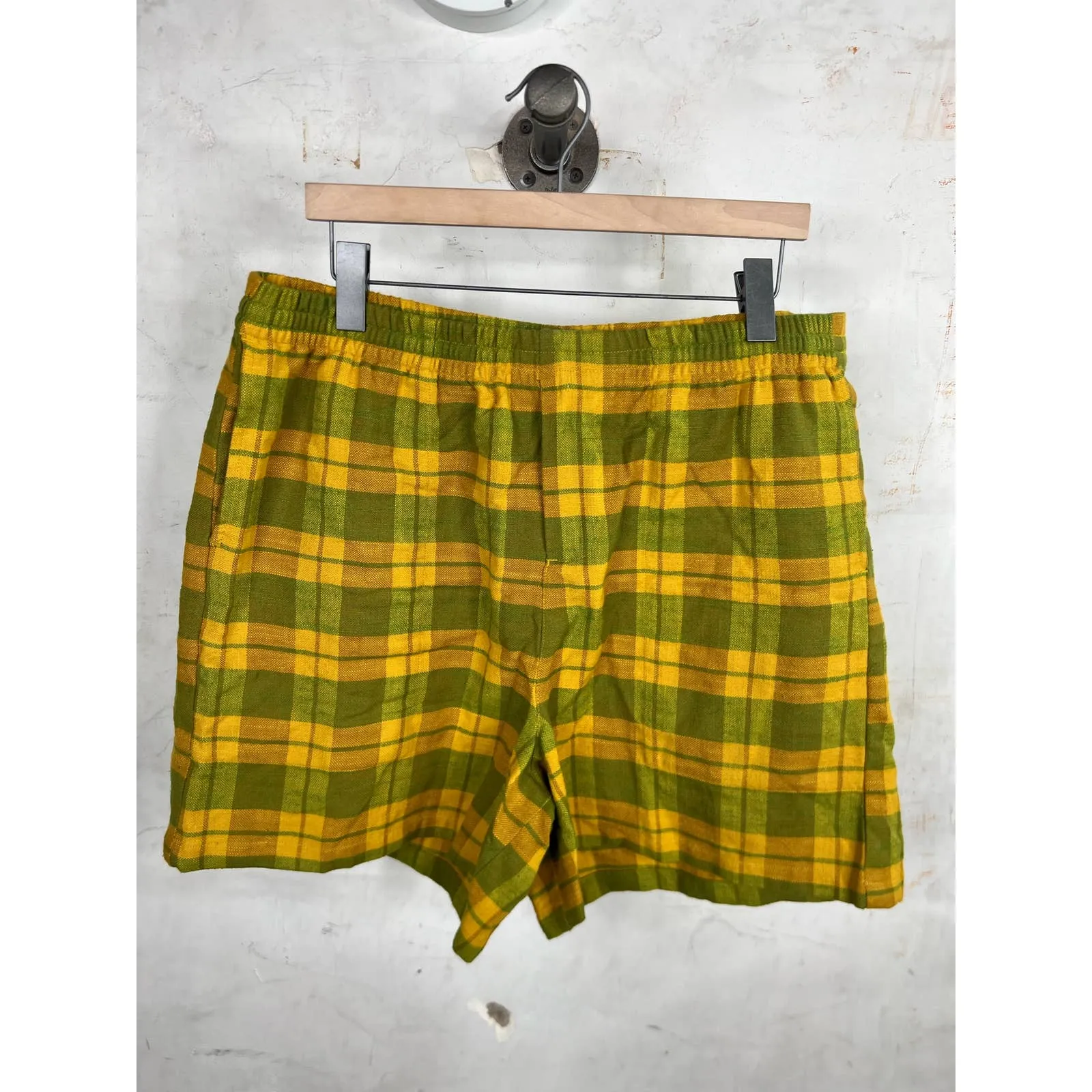 Bode Mustard Plaid Shorts