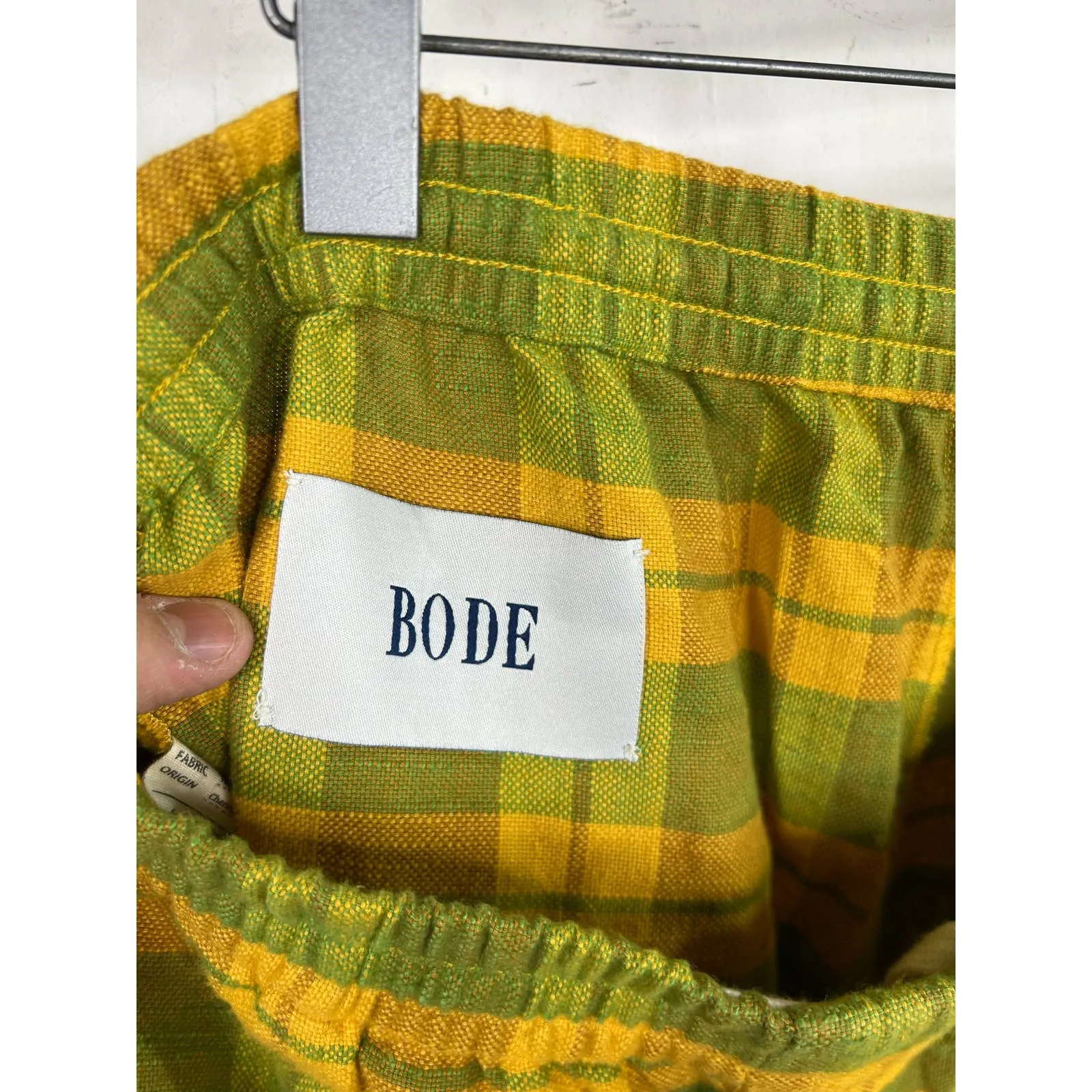 Bode Mustard Plaid Shorts