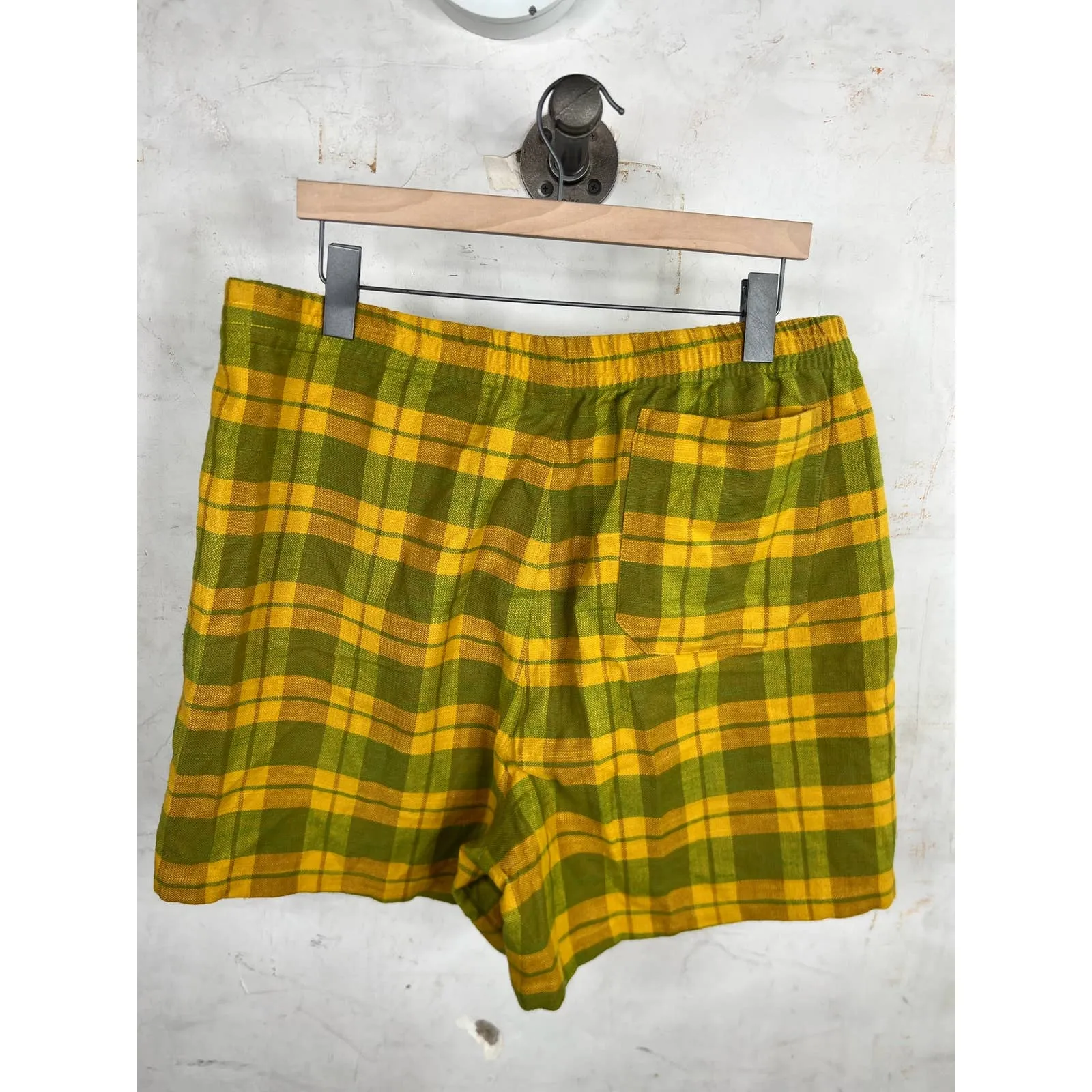 Bode Mustard Plaid Shorts