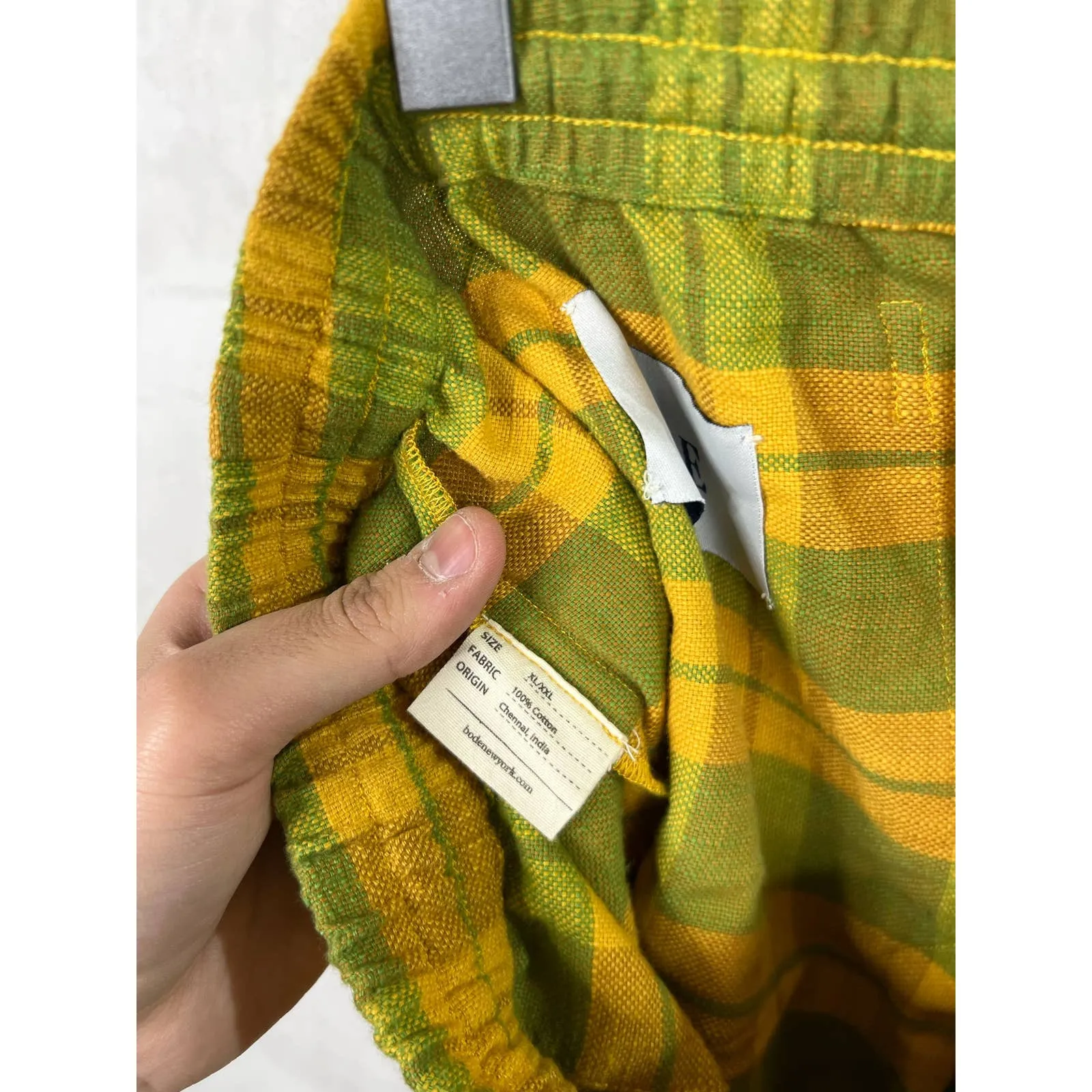 Bode Mustard Plaid Shorts