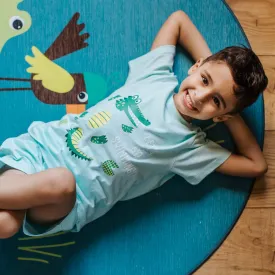 Boys summer pajama set Crocodile t-shirt   Aqua shorts