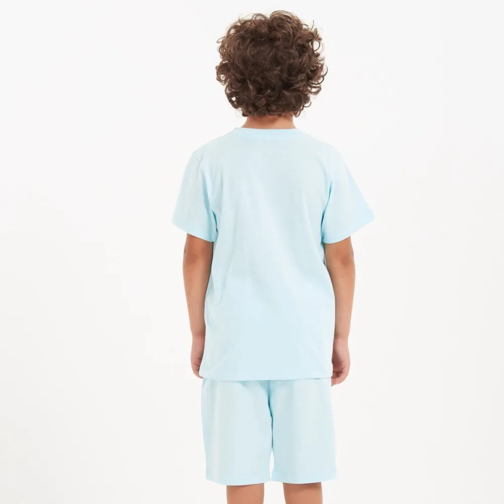 Boys summer pajama set Crocodile t-shirt   Aqua shorts