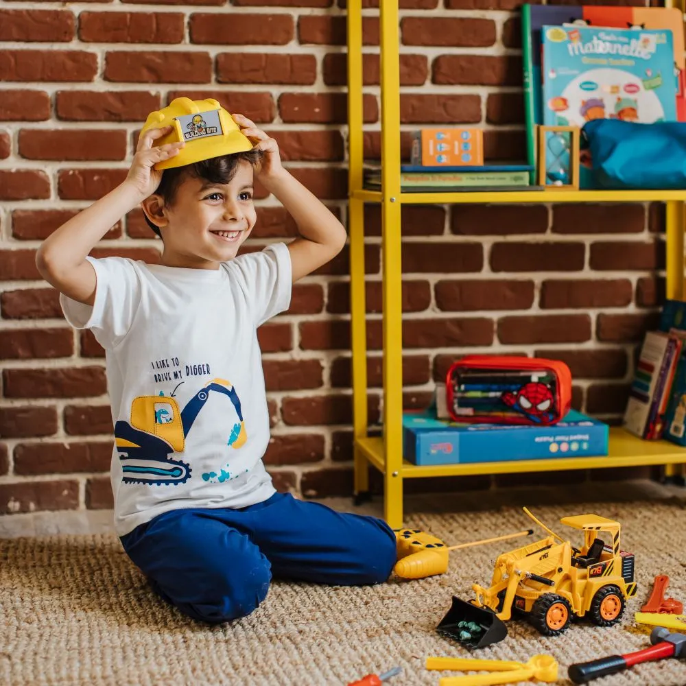 Boys summer pajama set Digger t-shirt  blue pants