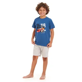 Boys summer pajama set Racing Cars t-shirt   Grey shorts