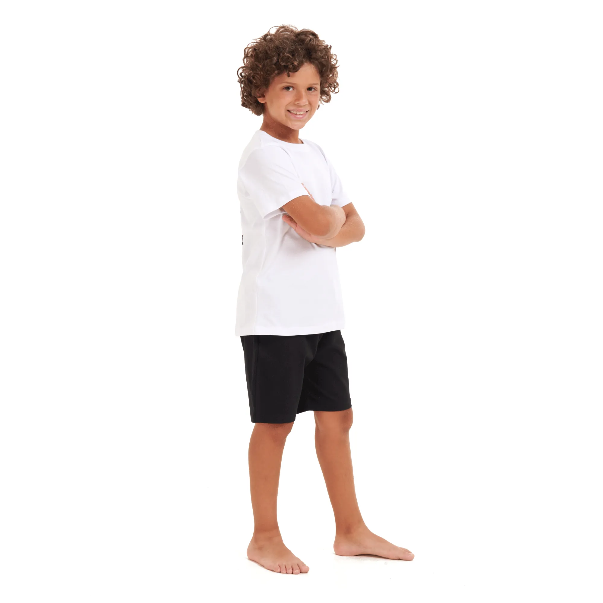 Boys summer pajama set Tiger t-shirt  Black shorts