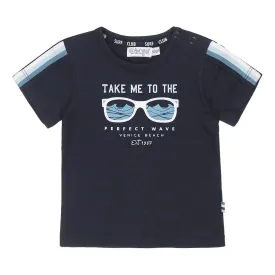 Boys T-shirt Blue With Sunglasses Print | Dirkje