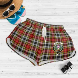 Buchanan Old Dress Tartan Womens Shorts with Family Crest