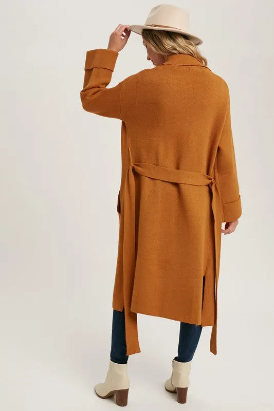 Camel Effortless Knitted Trench Coat