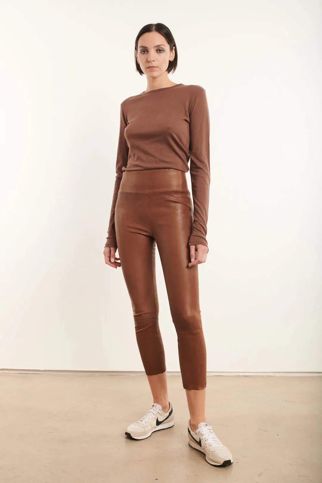 Capri Leather Legging - Cocoa