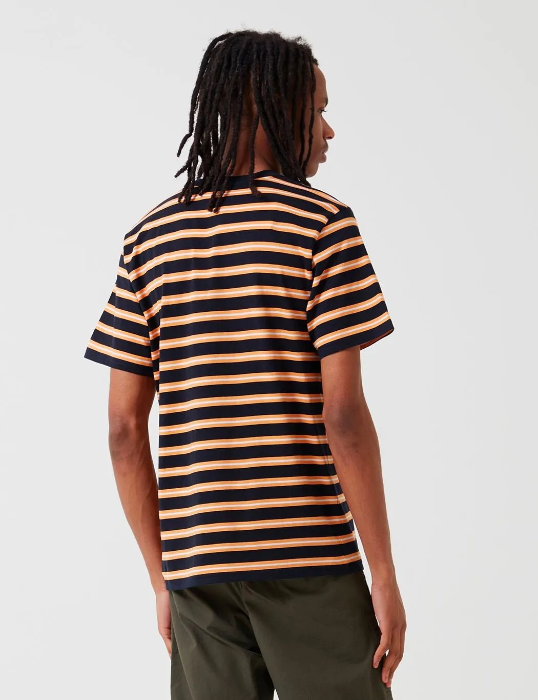 Carhartt-WIP Oakland Stripe T-Shirt - Dark Navy/Pop Orange