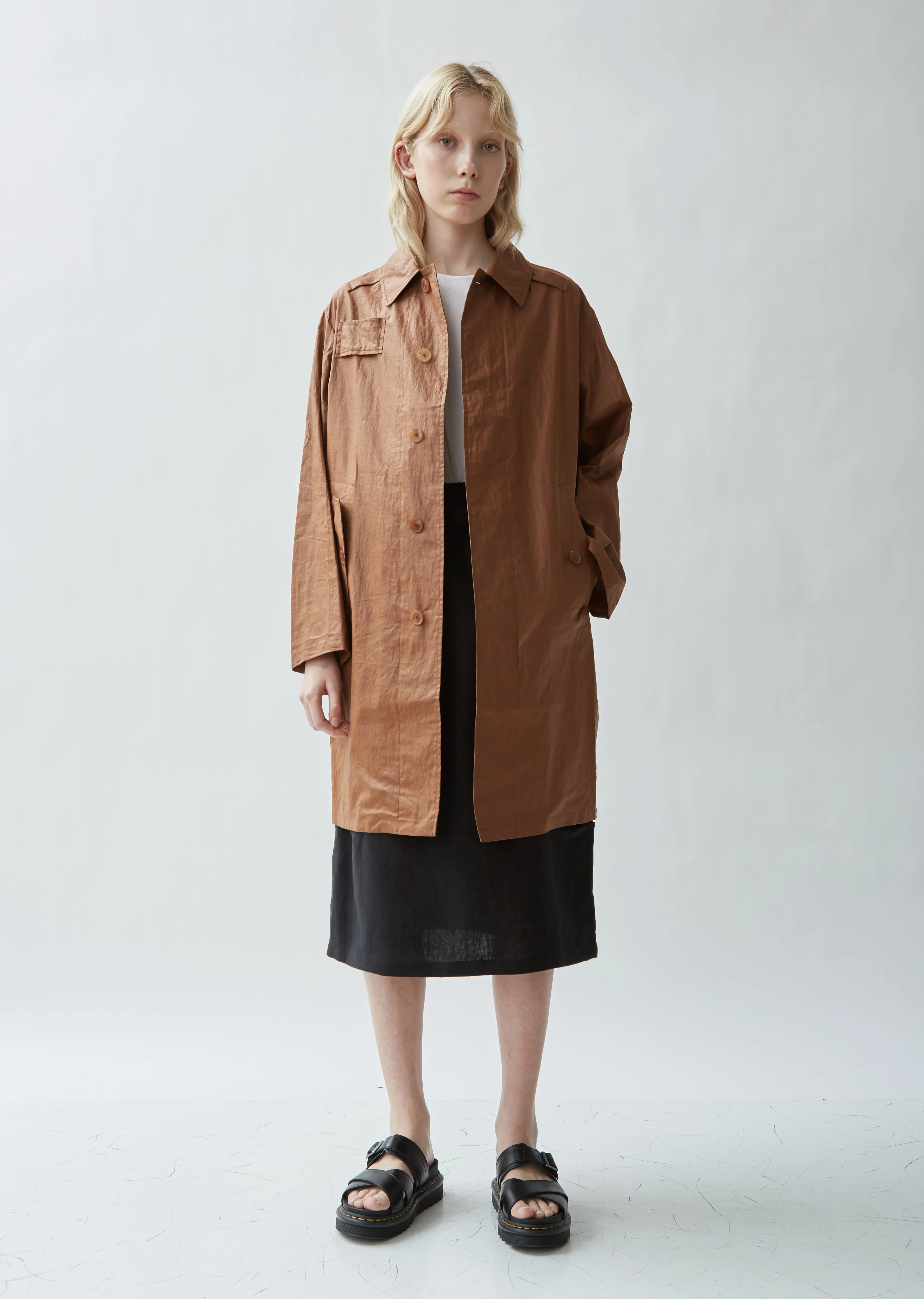 Carlus Coated Linen Coat