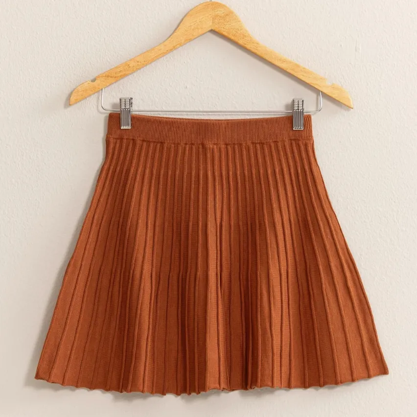 Charming Knits Pleated Flare Mini Skirt