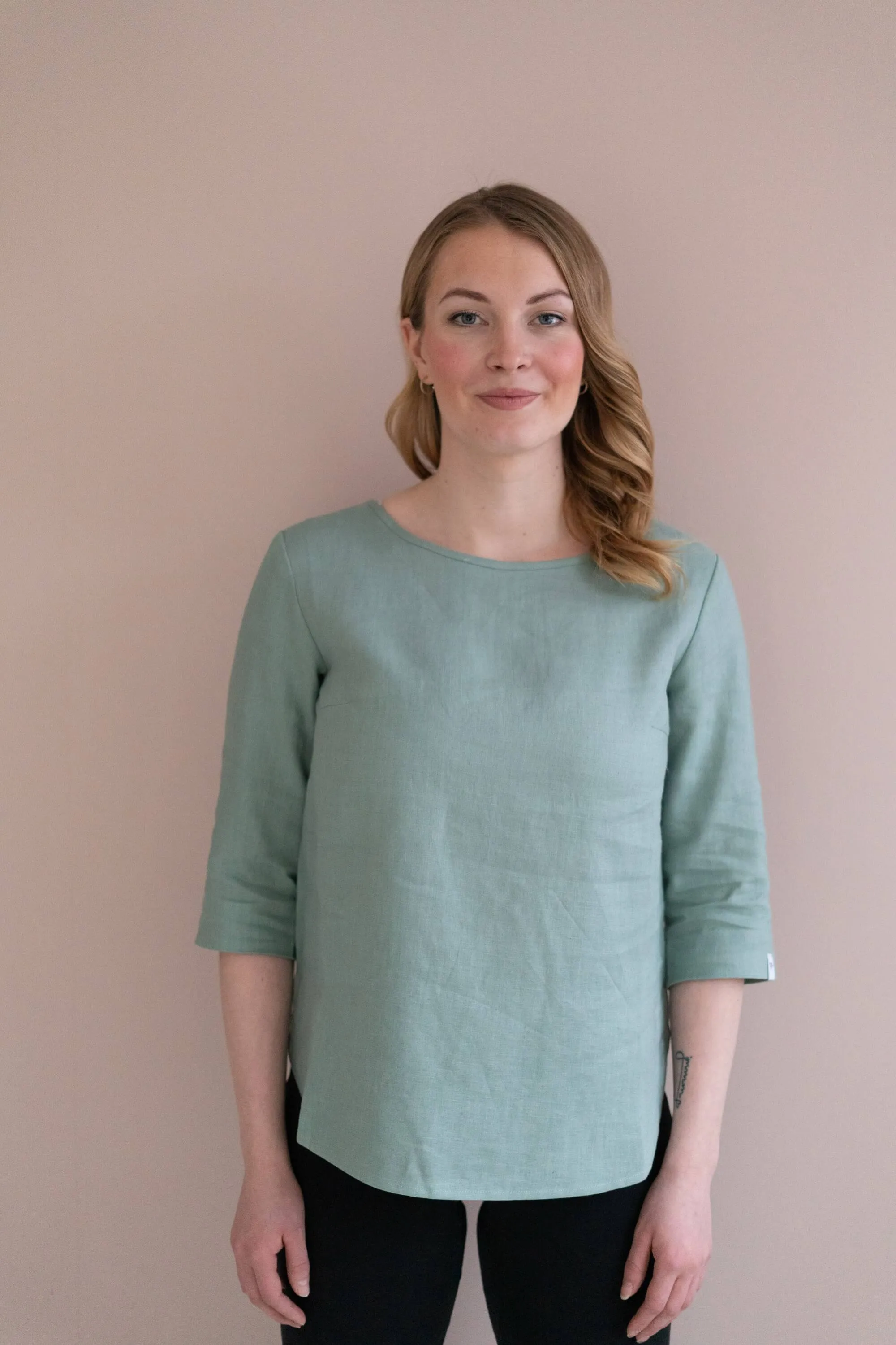 Classic Linen Blouse Desert Sage Green