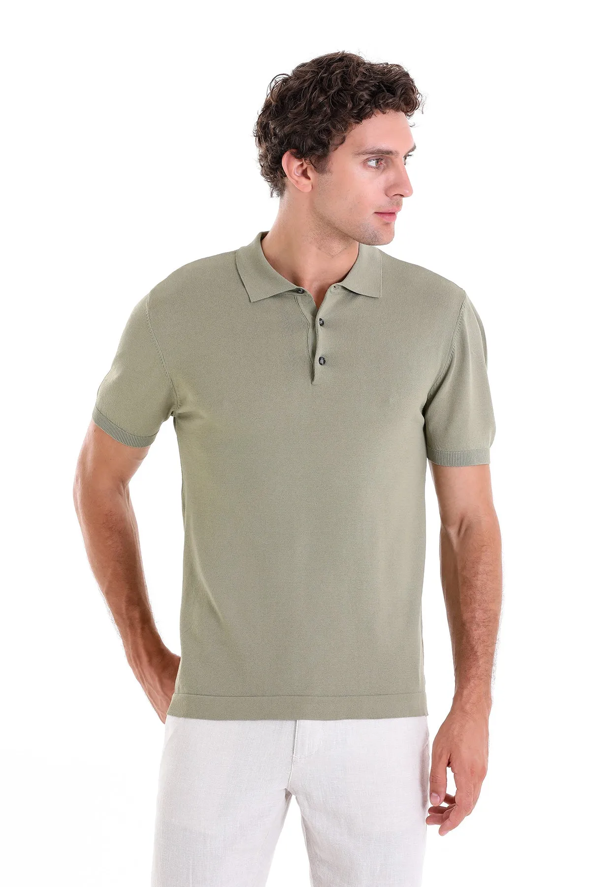 Comfort Fit Basic Green Vetiver Polo T-Shirt