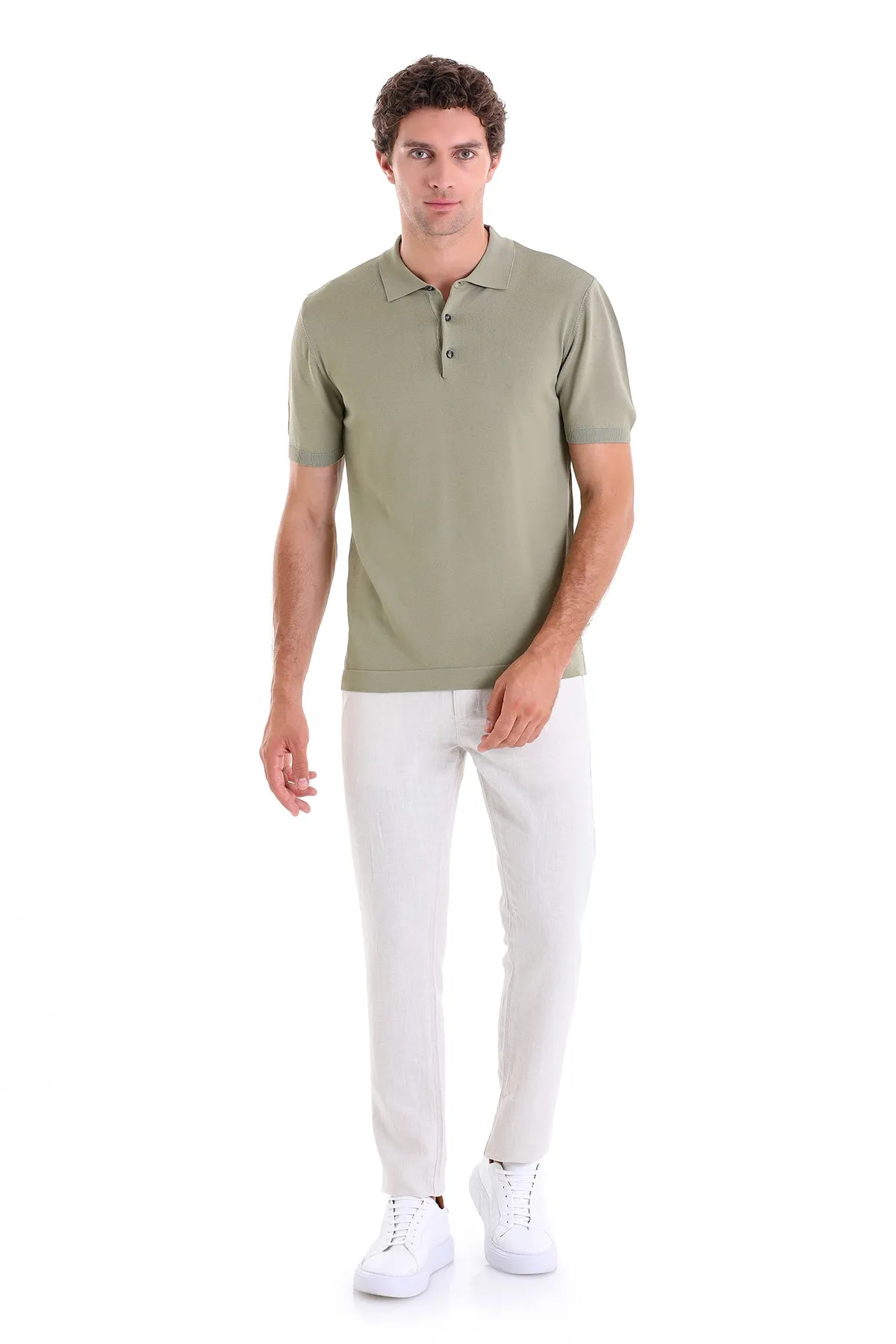 Comfort Fit Basic Green Vetiver Polo T-Shirt