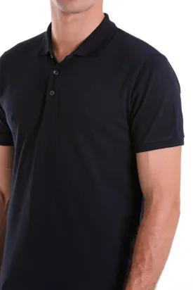 Comfort Fit Basic Plain 100% Cotton Navy Polo T-Shirt