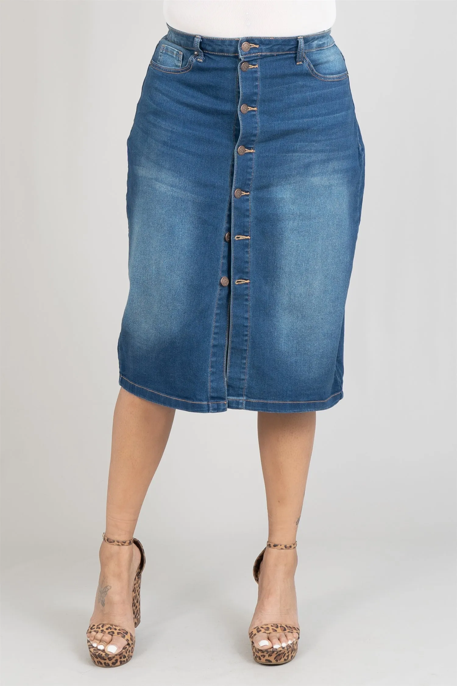 Copperflash CW046 Denim High Rise PlusSize Skirt