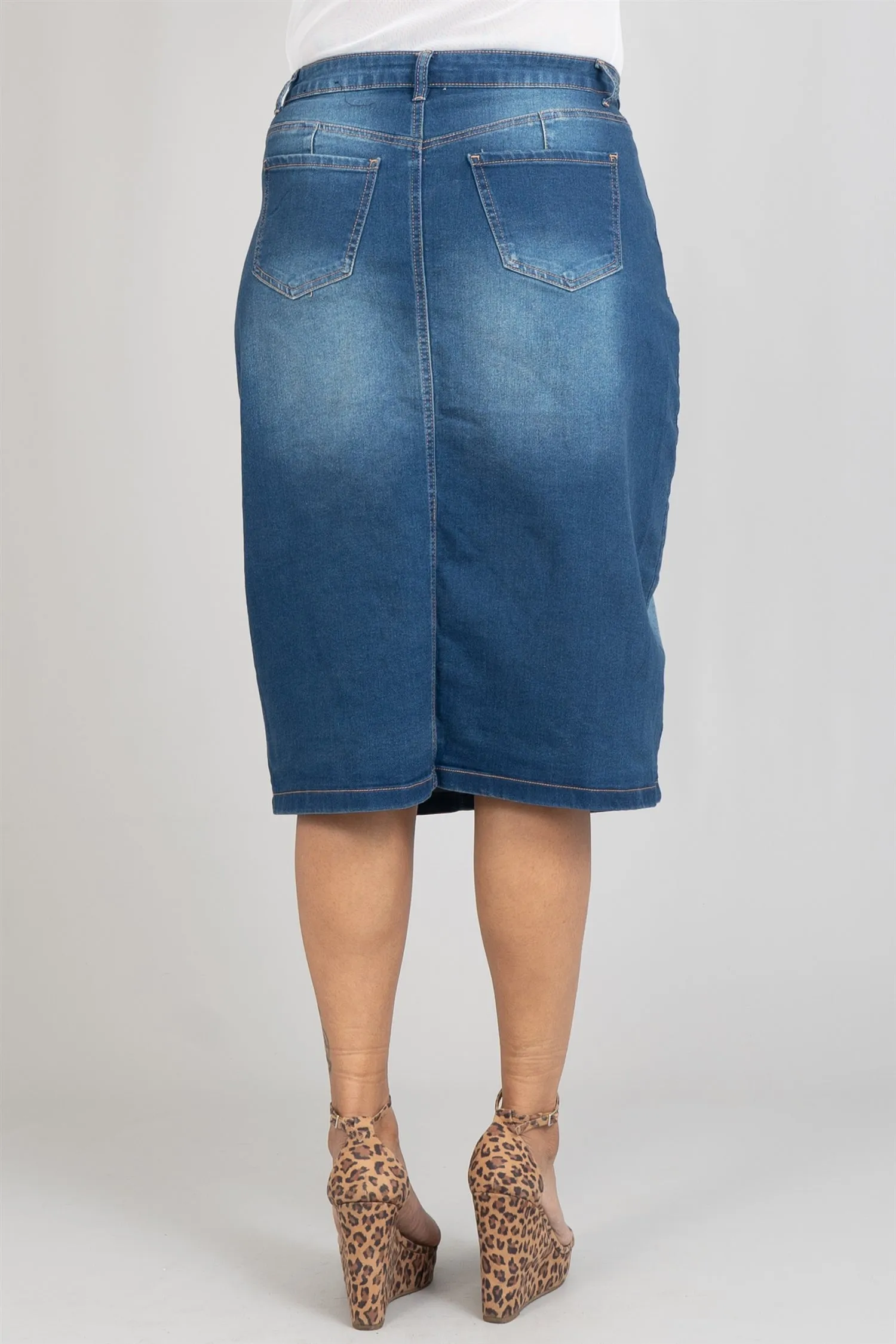 Copperflash CW046 Denim High Rise PlusSize Skirt