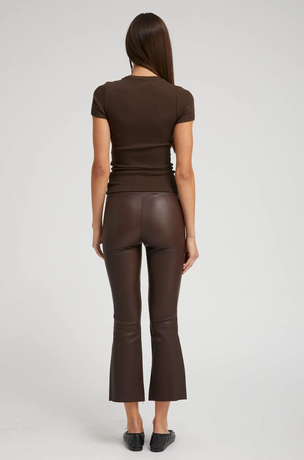 Dark Chocolate Leather Crop Flare