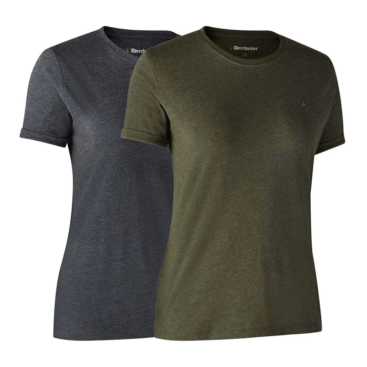 DEERHUNTER Ladies Basic T-Shirt 2 Pack - Adventure Green Melange