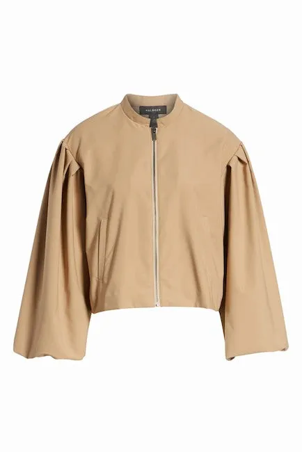 Designer Khaki-Glam Blouson Sleeve Jacket