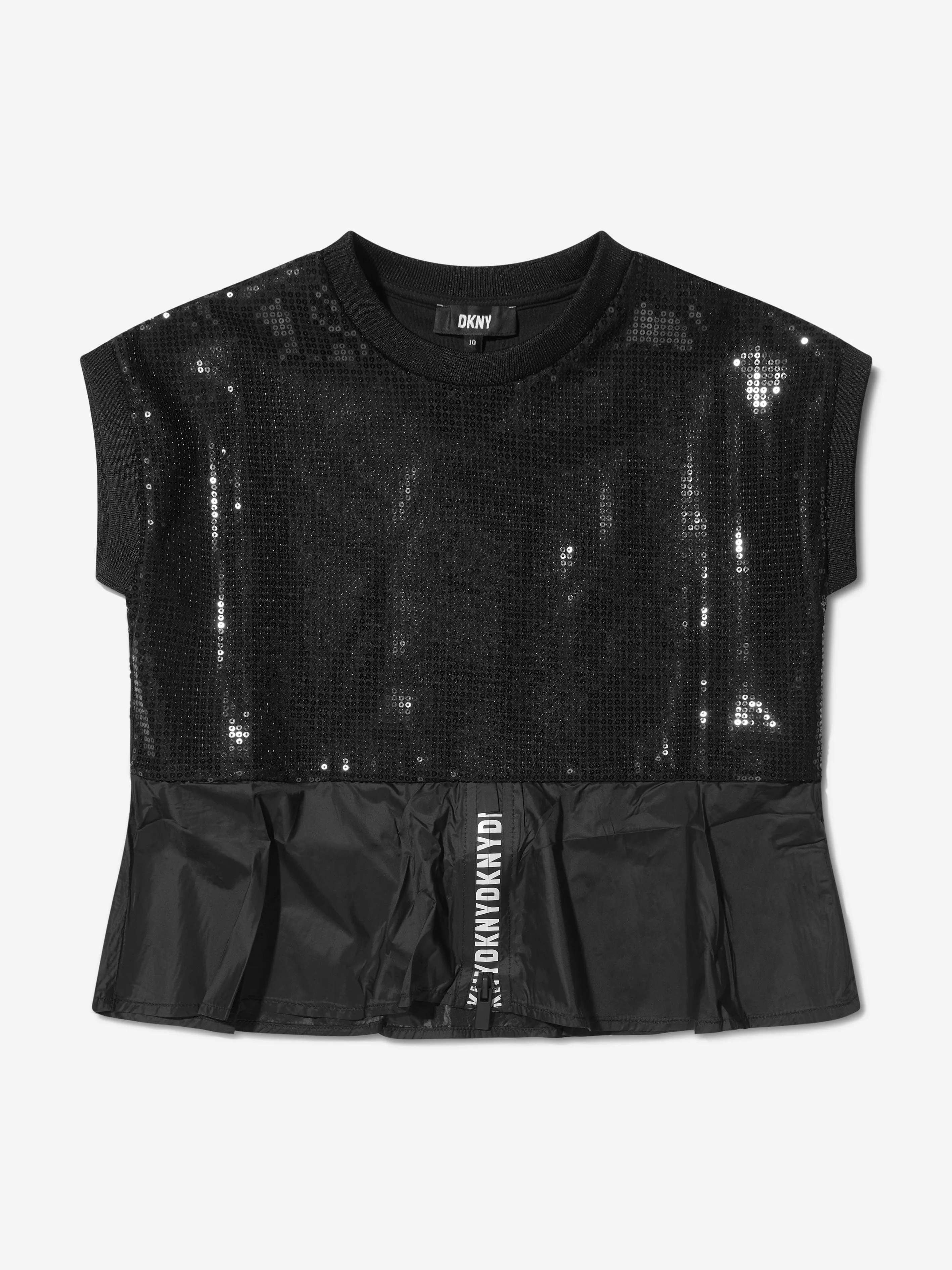 DKNY Girls Sequin Logo Top