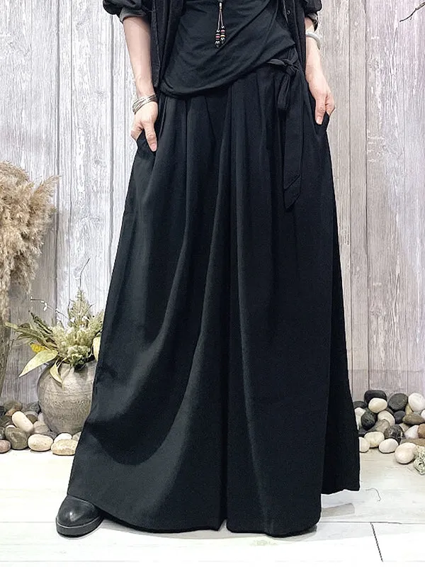 Elasticity Solid Color Loose Wide Leg Trousers Pants