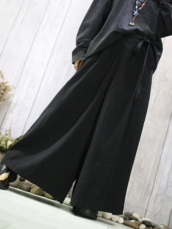 Elasticity Solid Color Loose Wide Leg Trousers Pants