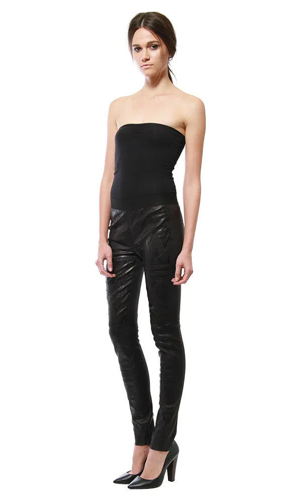 EMBOSSED LEATHER LEGGINGS