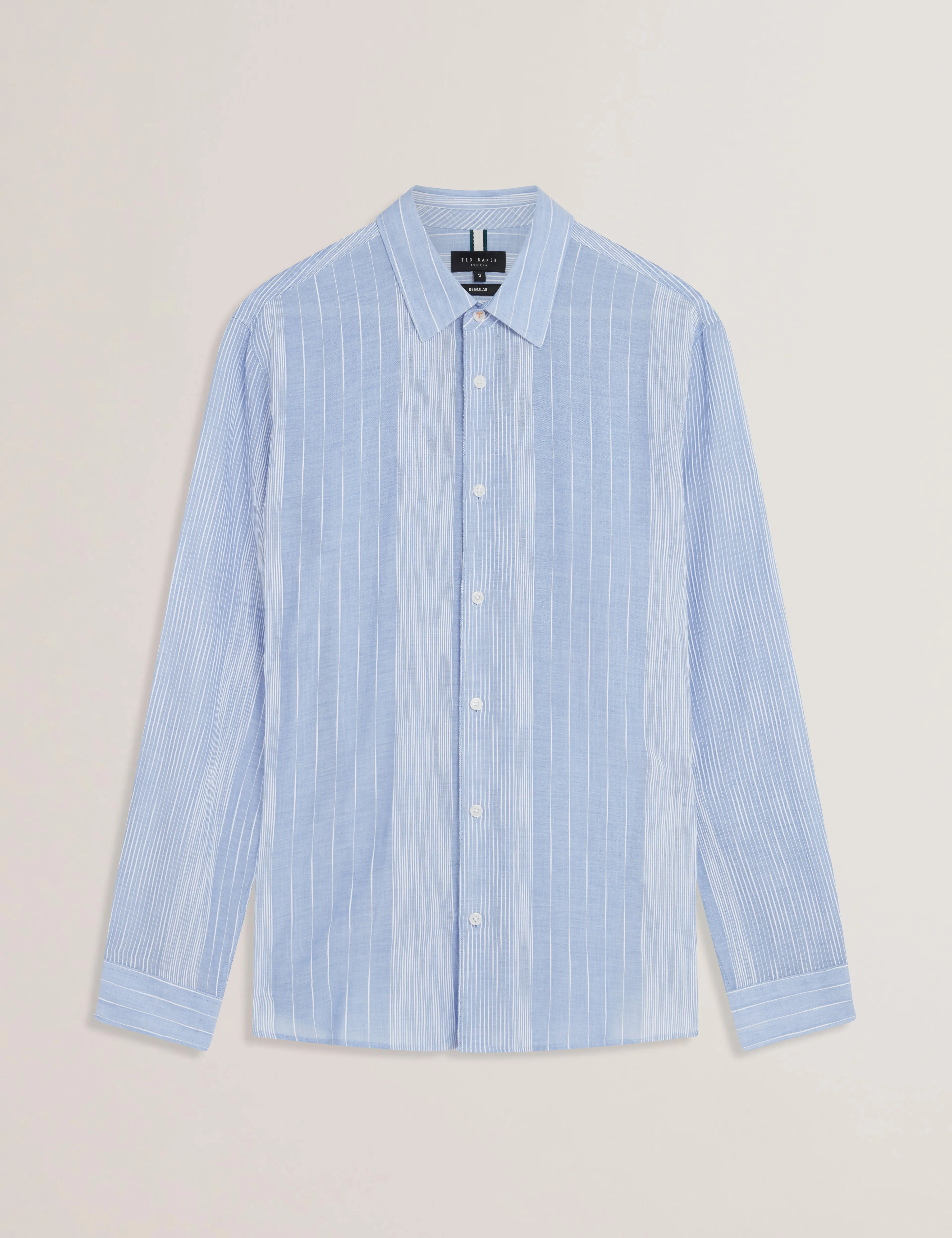 Evandes Ls Regular Textured Stripe Shirt Lt-Blue