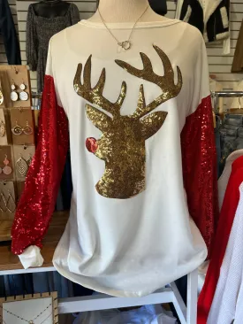 Falala Sequin Reindeer top