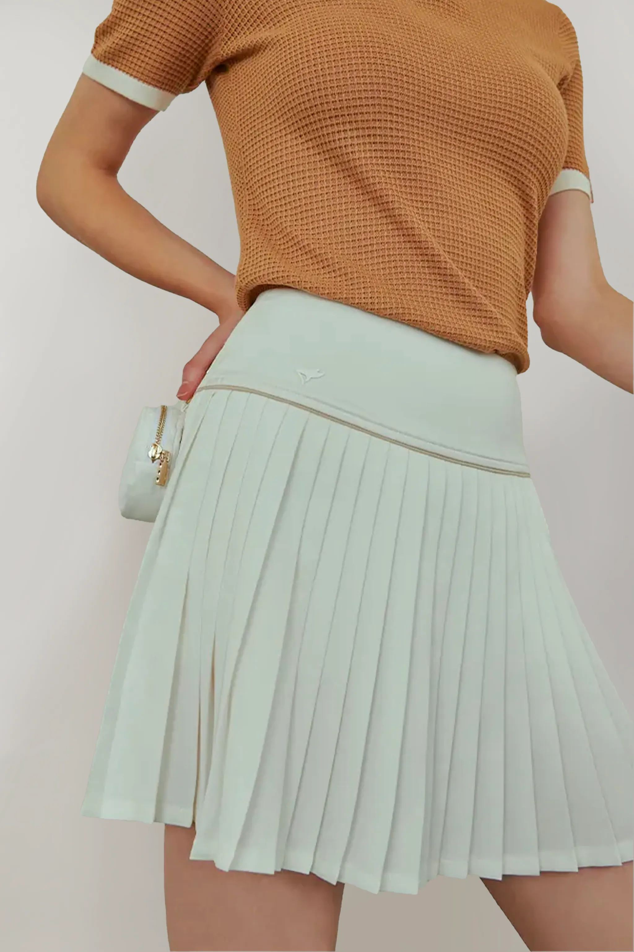 Falcosia White Pleated Skirt