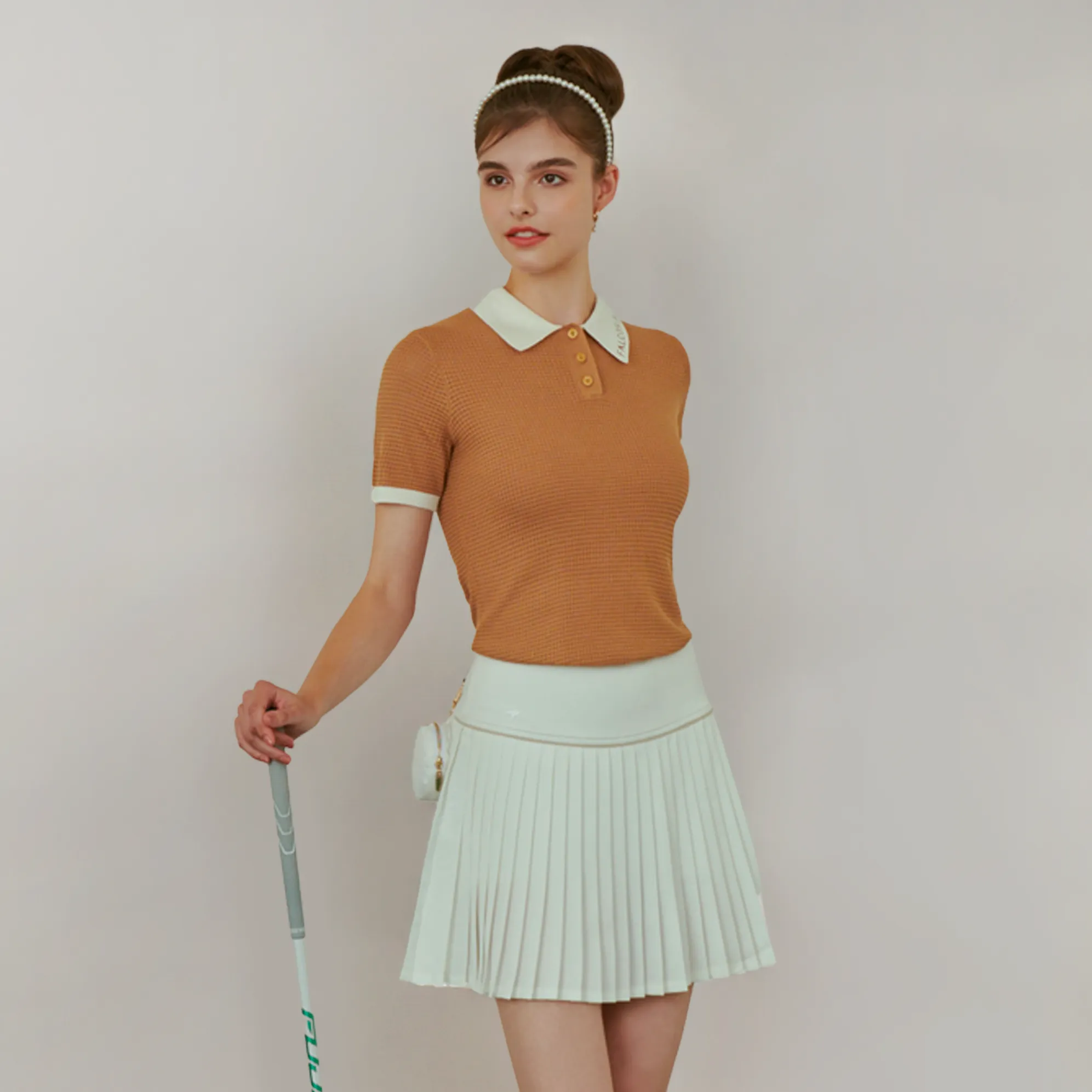 Falcosia White Pleated Skirt