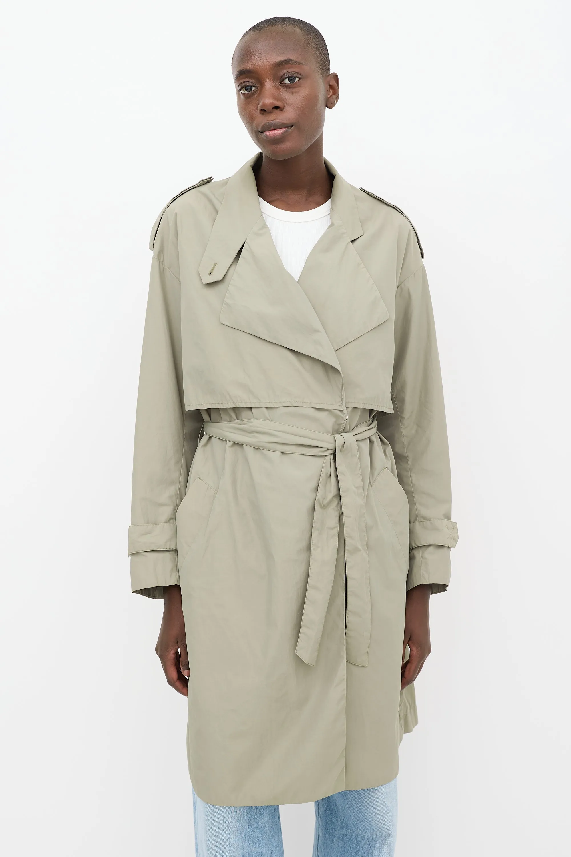 Green Nylon Ruby Tech Trench Coat