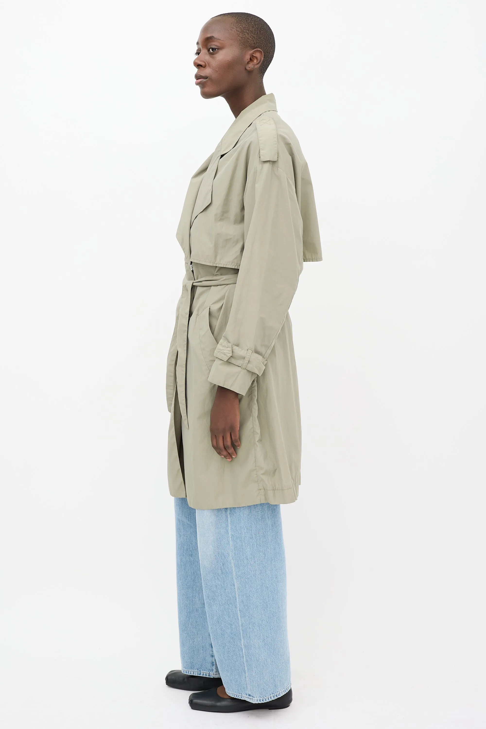 Green Nylon Ruby Tech Trench Coat