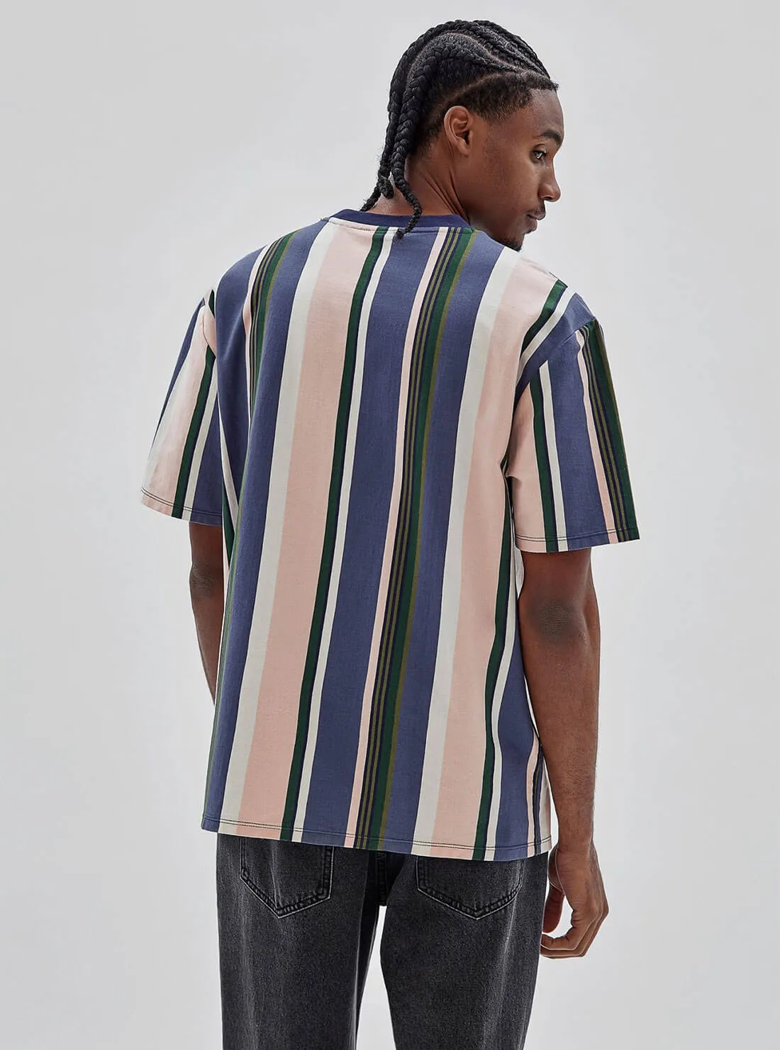 Guess Originals Blue Multi Stripe Logo T-Shirt